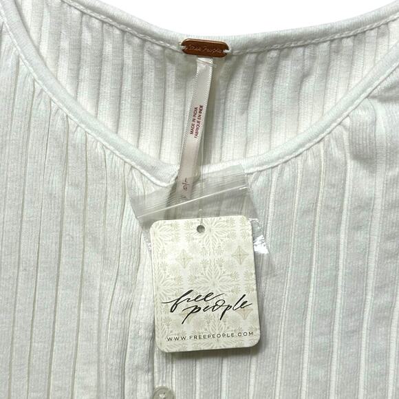 Free People Twice As Nice Maxi Top NWT Women's Sz L Ivory Boho Festival Grunge - Picture 4 of 9
